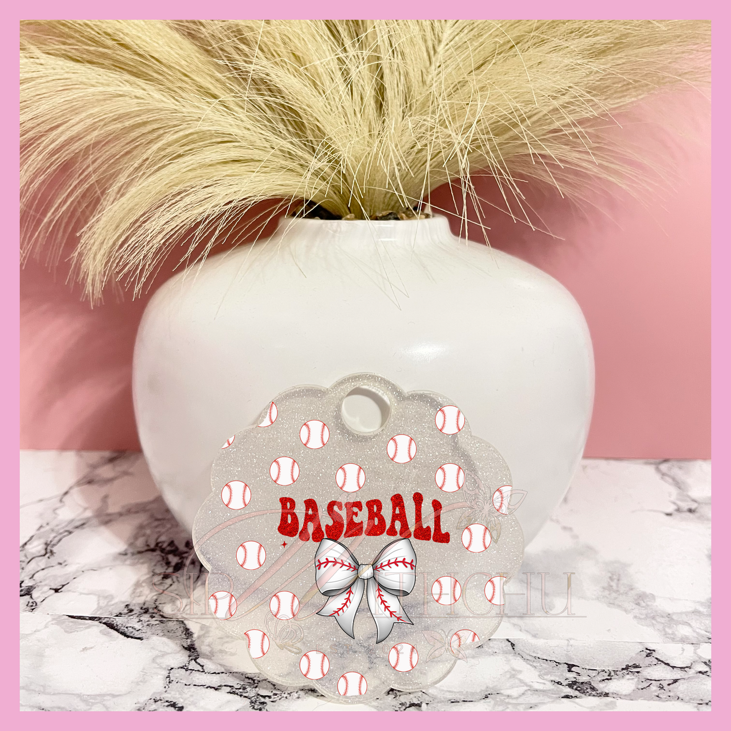 Baseball Bow Glitter Topper