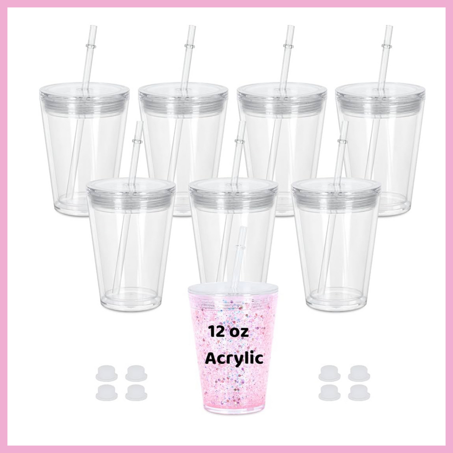 12 oz Acrylic Snow Globe Tumbler