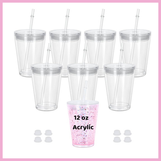 12 oz Acrylic Snow Globe Tumbler