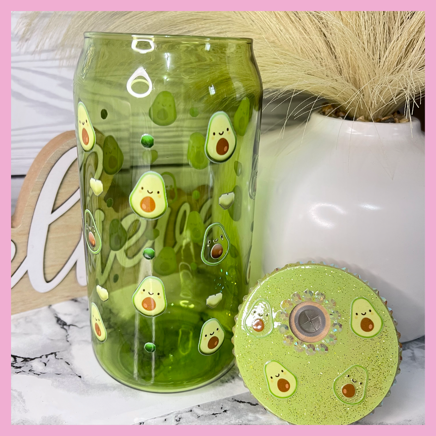 Avocado Glass Can