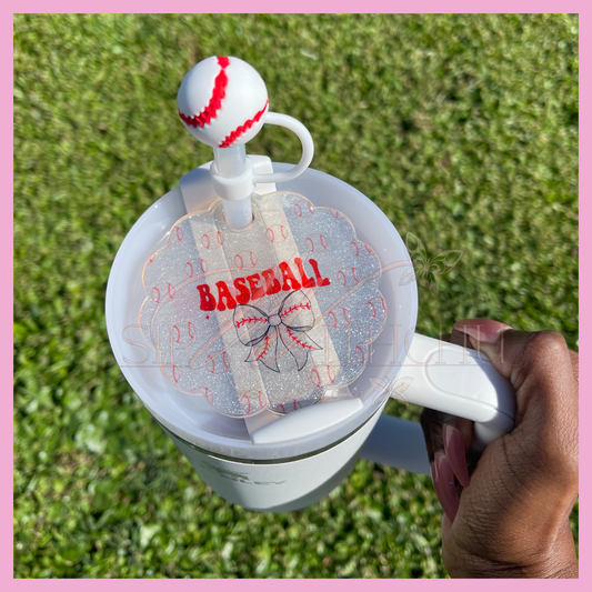 Baseball Bow Glitter Topper