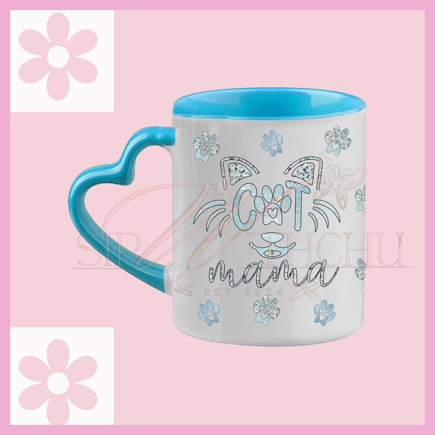 Cat Mama Blue Mug