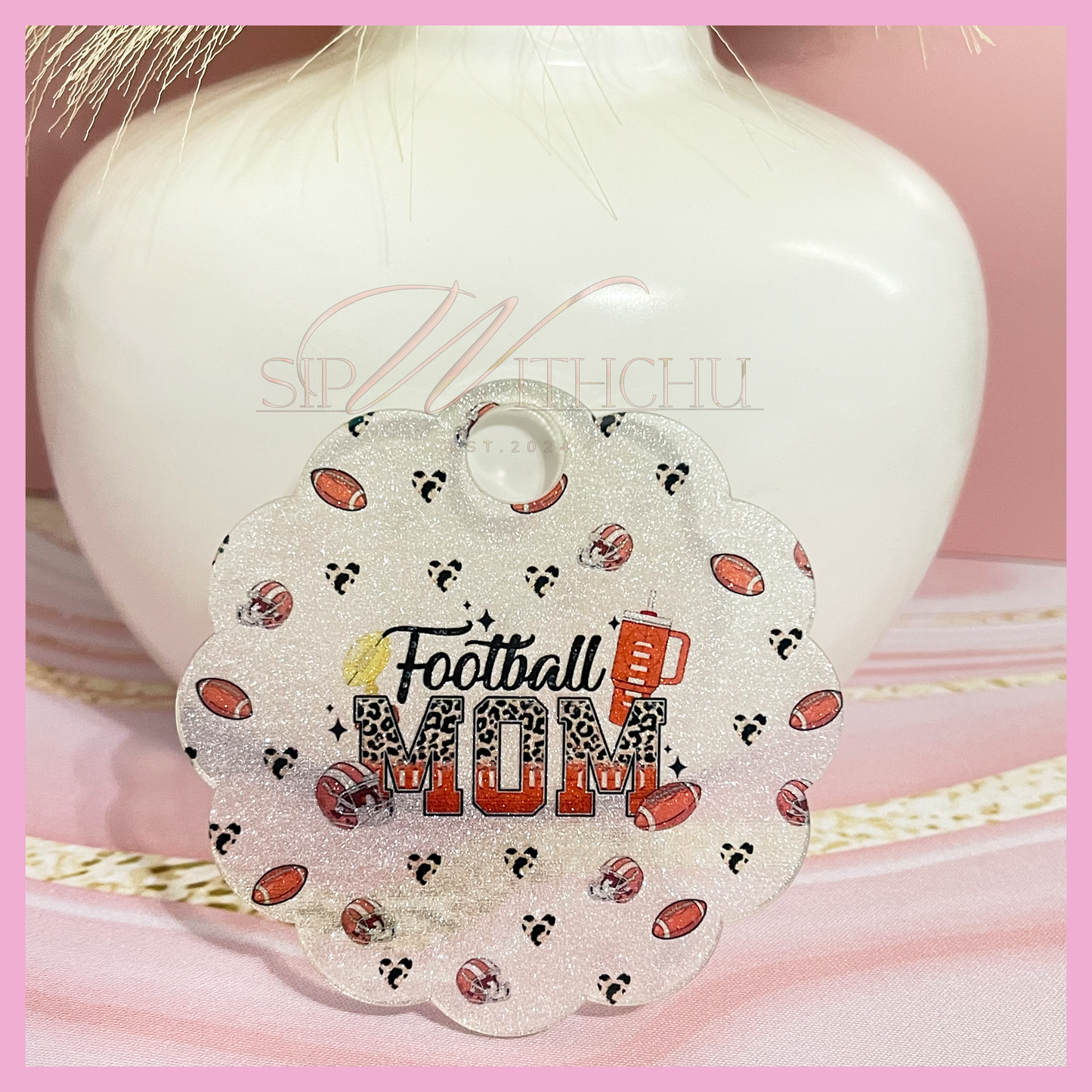 FootBall Mom Glitter Topper