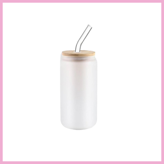 16 oz Frosted Glass Can (no glitter)